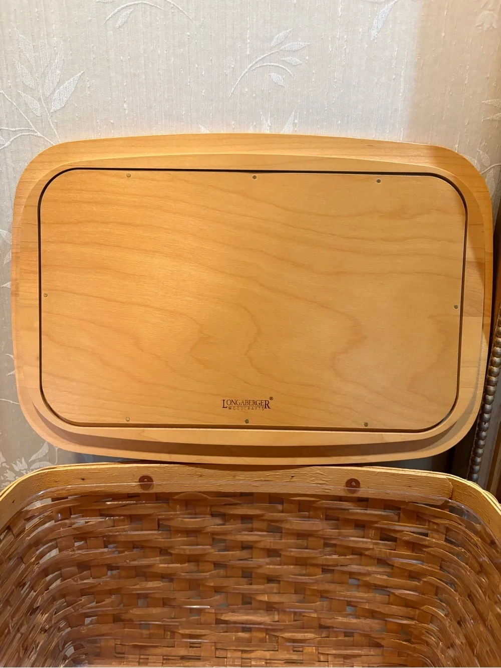 Longaberger Light Brown Woven Carrier Basket with Dual Handles